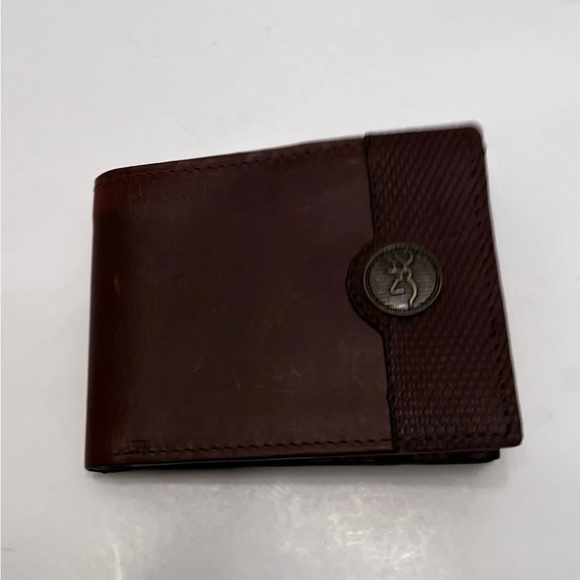 Browning Genuine Leather Western Bi-fold Billfold Men's Wallet, Brown - Picture 8 of 8